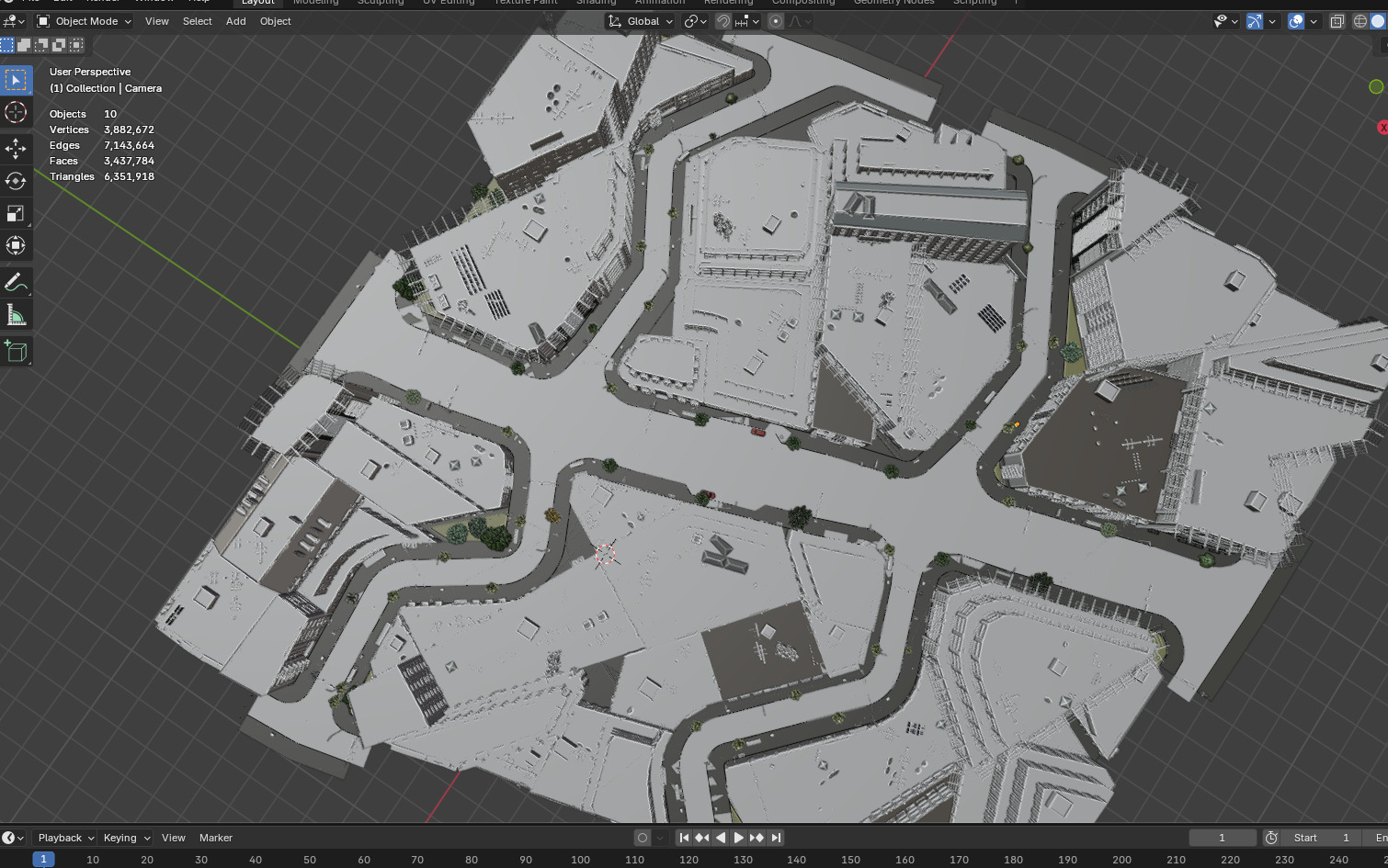 Modern Urban City - Morning wet street scene 3D model_31
