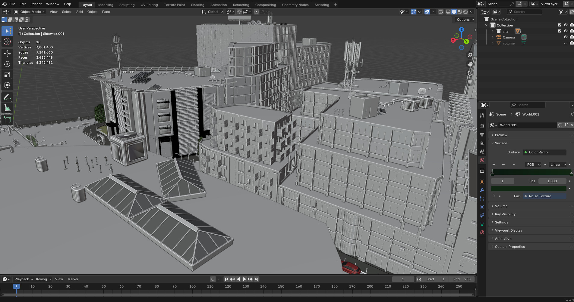 Modern Urban City - Morning wet street scene 3D model_24