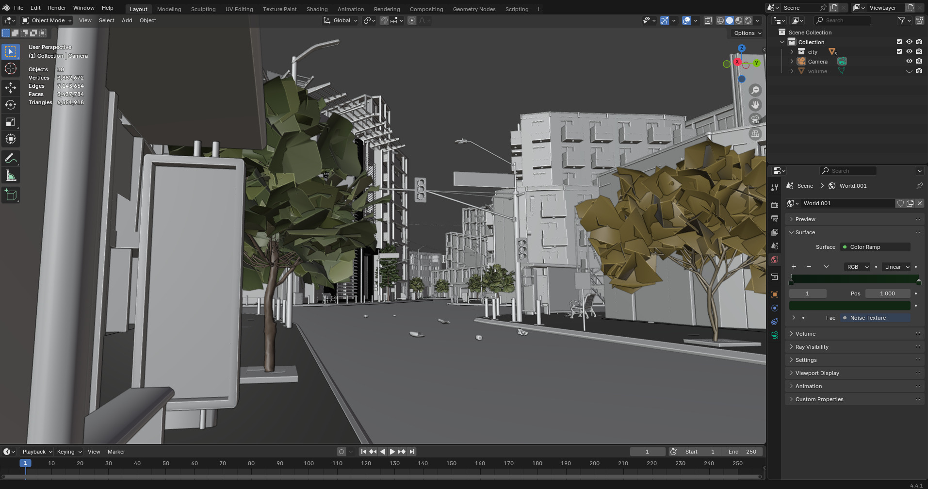 Modern Urban City - Morning wet street scene 3D model_23