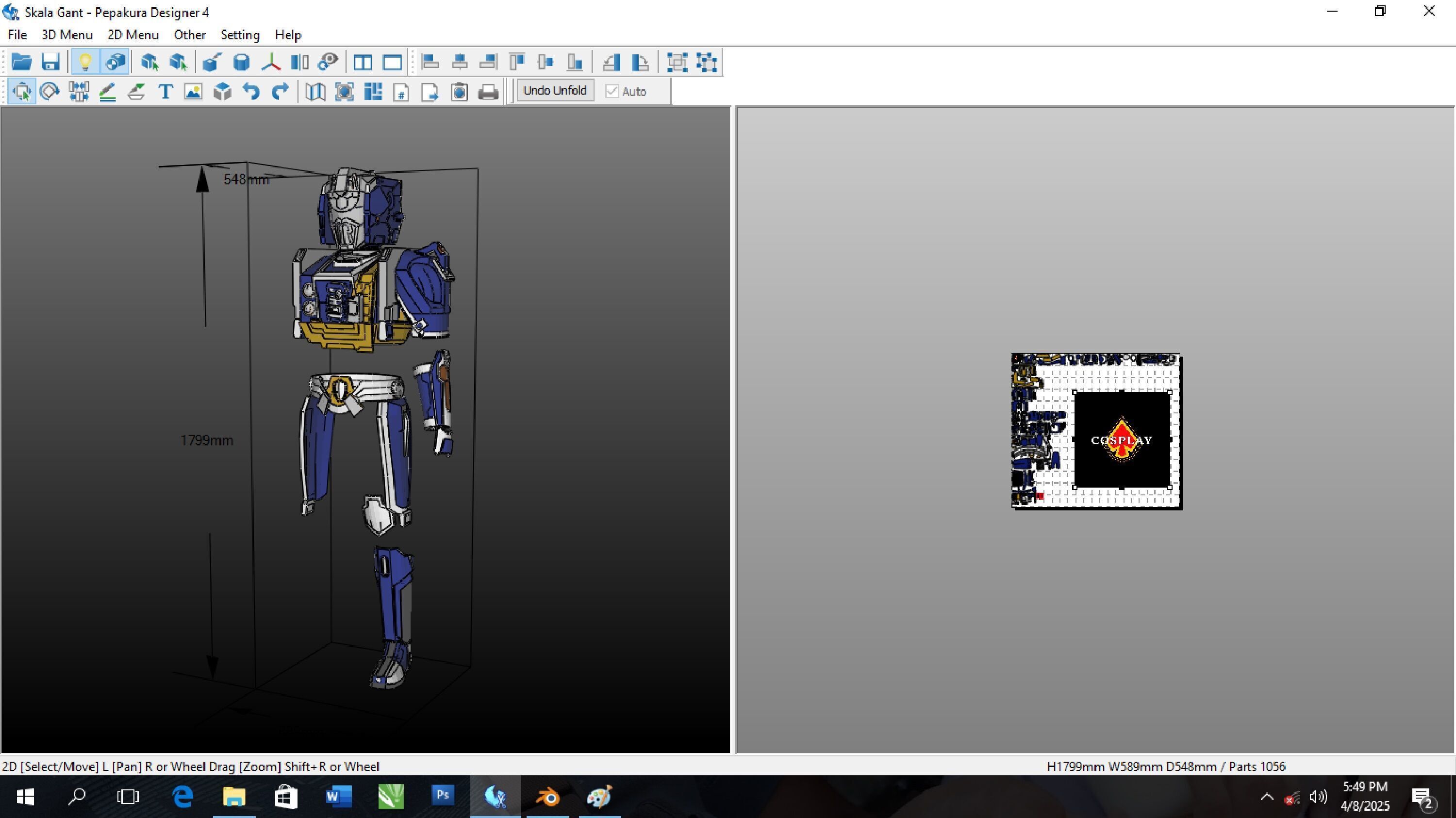 Justiriser Raiser Gant Pepakura Foam Unfold 3D model_1