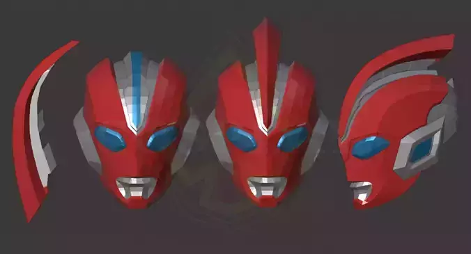 Ultraman Omega Helm Pepakura Foam Unfold 3D model