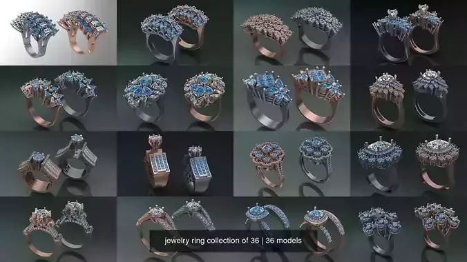 jewelry ring collection of 36