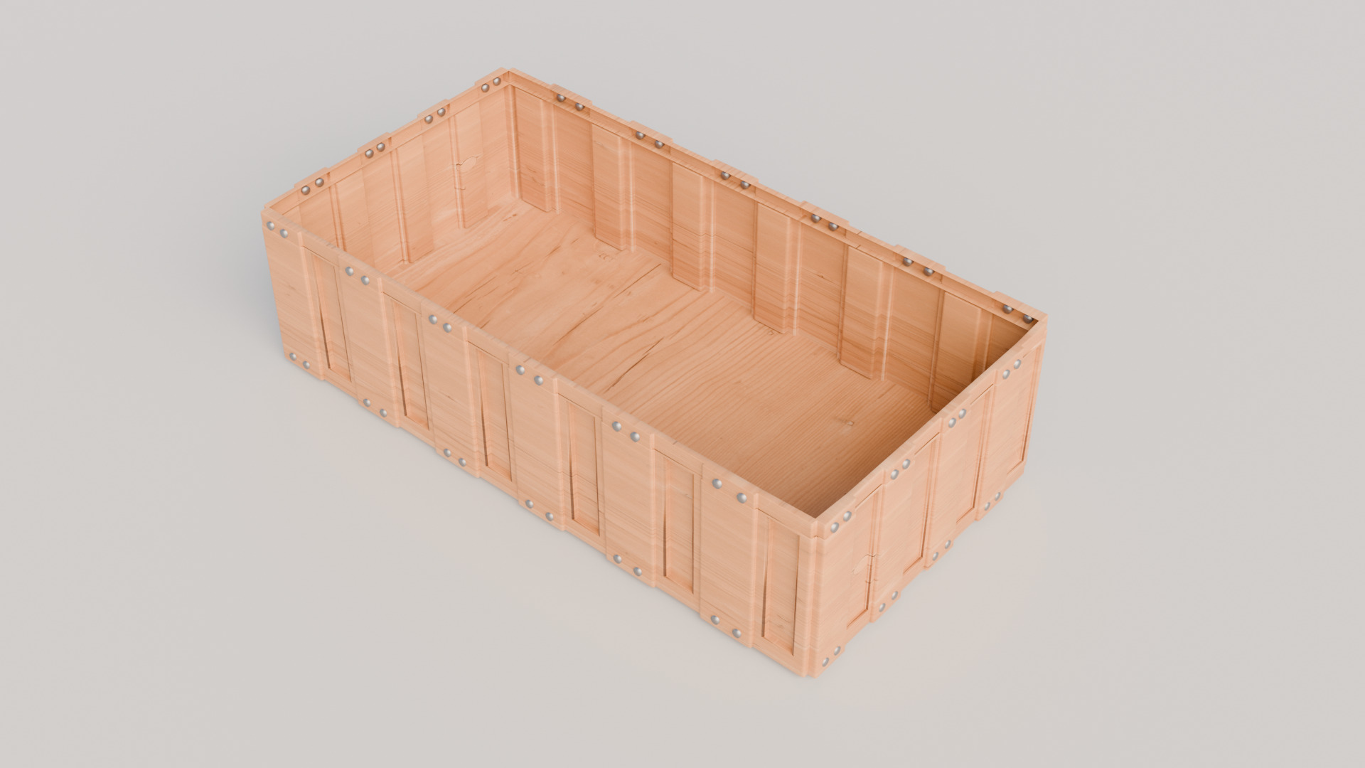 Wooden Crate Low-poly 3D model_1