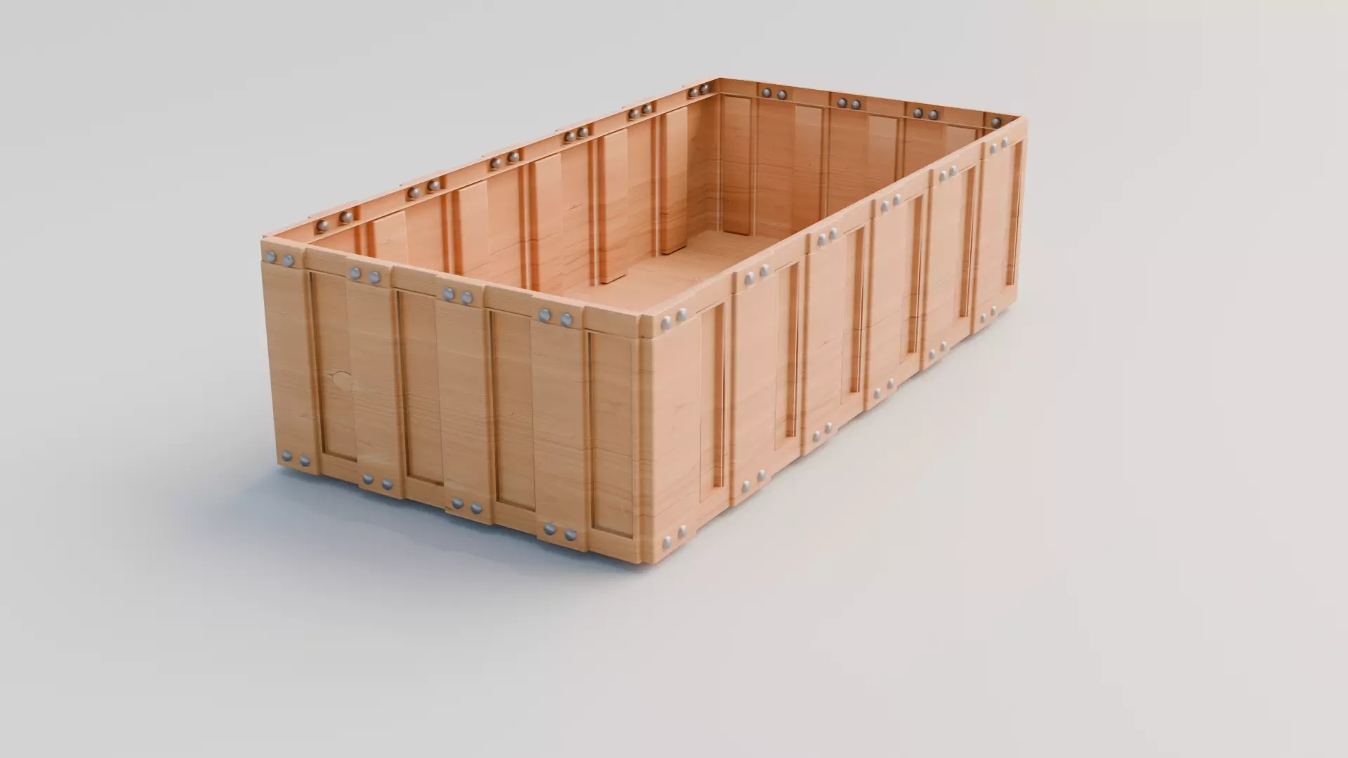Wooden Crate Low-poly 3D model_0