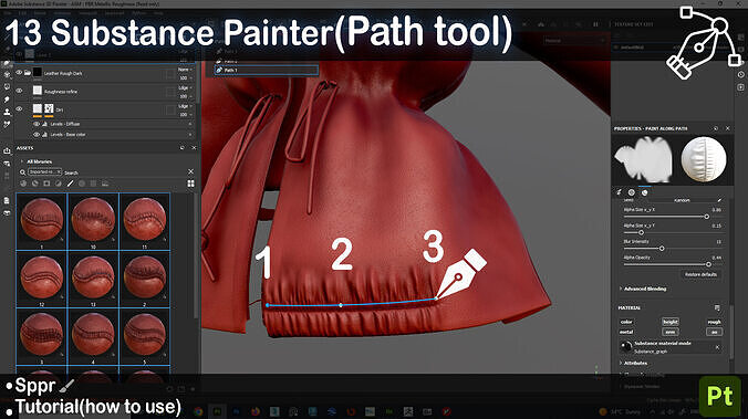 Substance Painter Path Tool Seam  Create Realistic Fabric 3D model