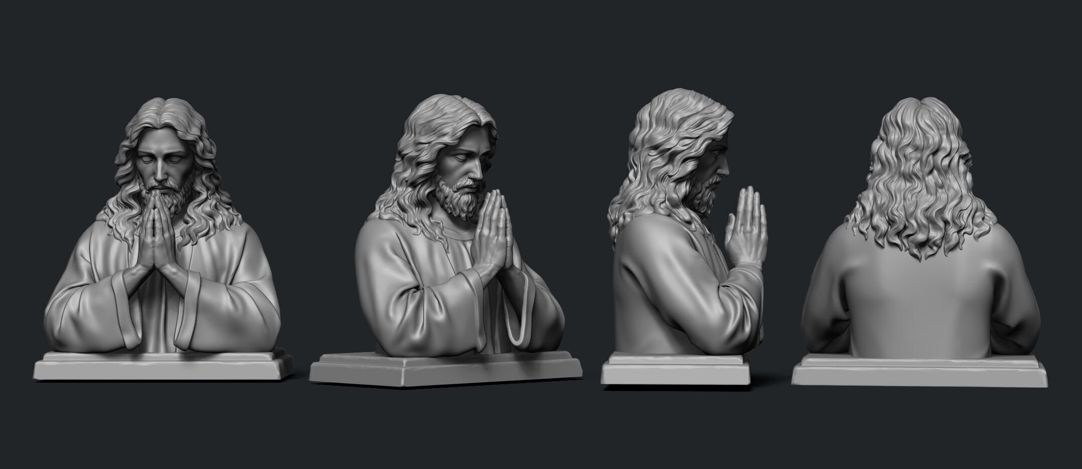 Jesus prayer bust  3D print model_1