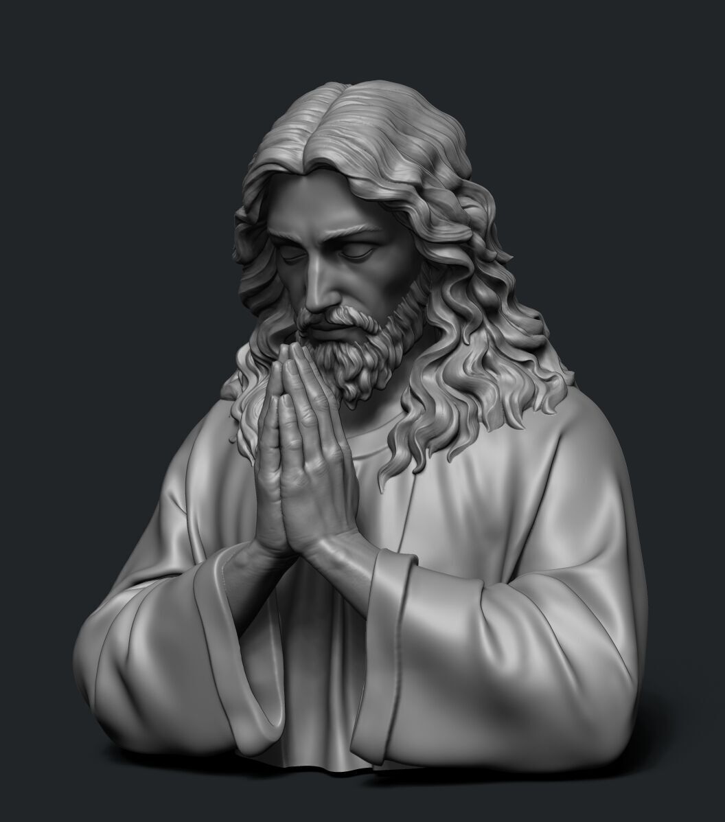 Jesus prayer bust  3D print model_10