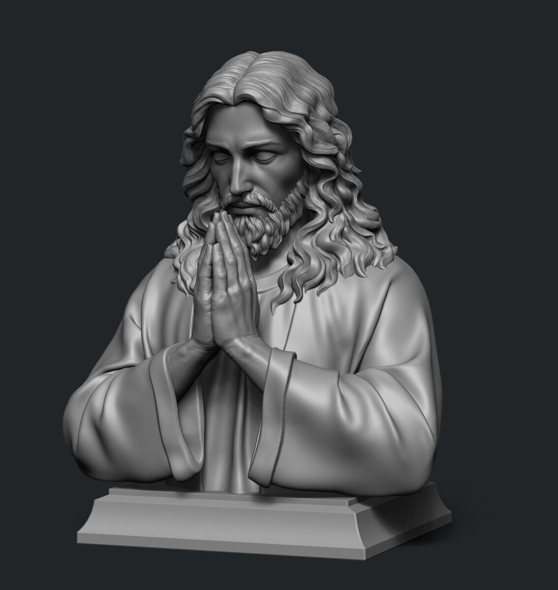Jesus prayer bust  3D print model_25