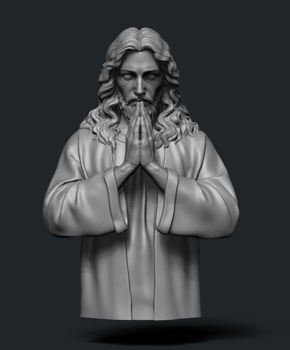 Jesus prayer bust  3D print model_18