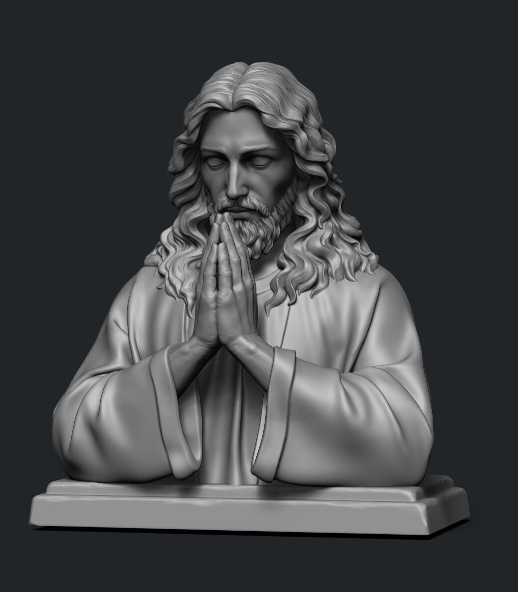 Jesus prayer bust  3D print model_11