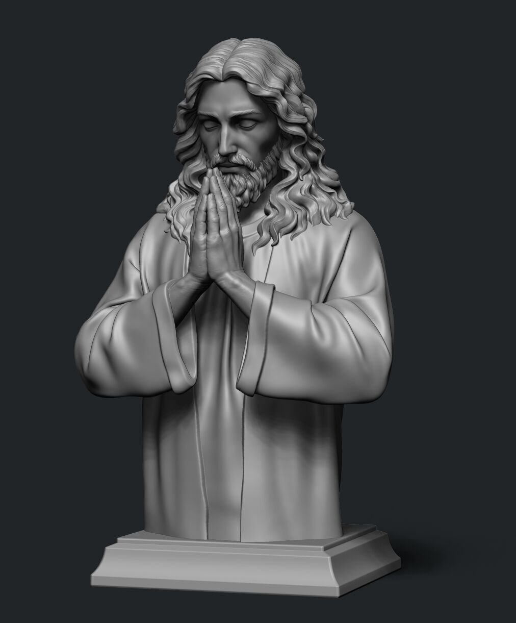 Jesus prayer bust  3D print model_15
