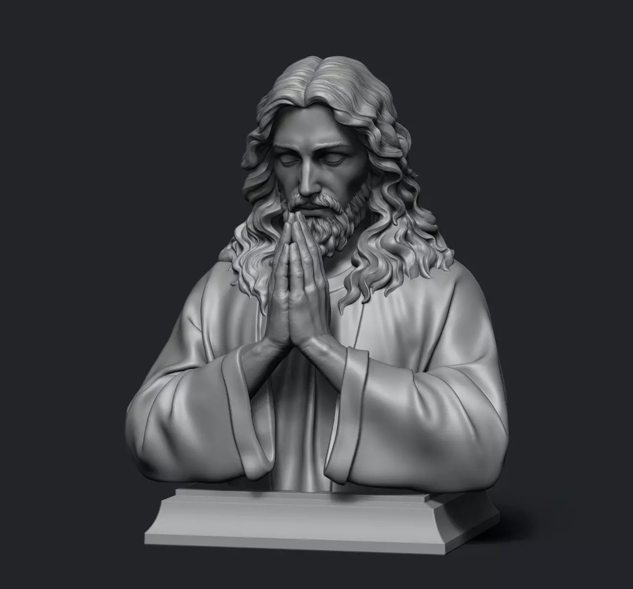 Jesus prayer bust  3D print model_0