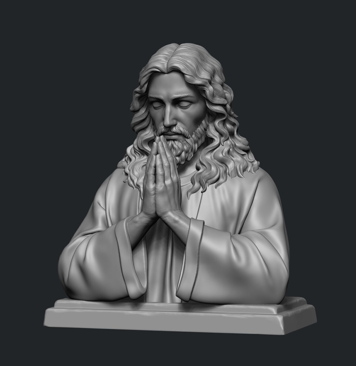Jesus prayer bust  3D print model_28