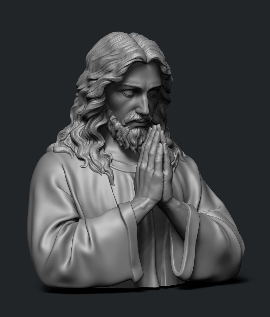 Jesus prayer bust  3D print model_14