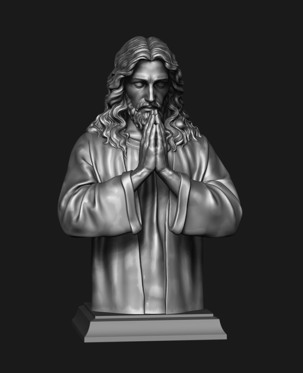 Jesus prayer bust  3D print model_9