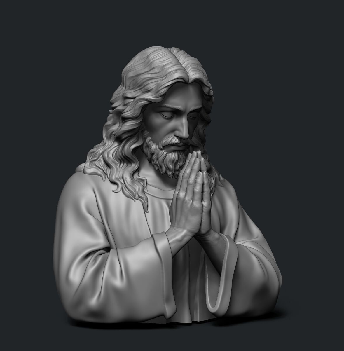 Jesus prayer bust  3D print model_26