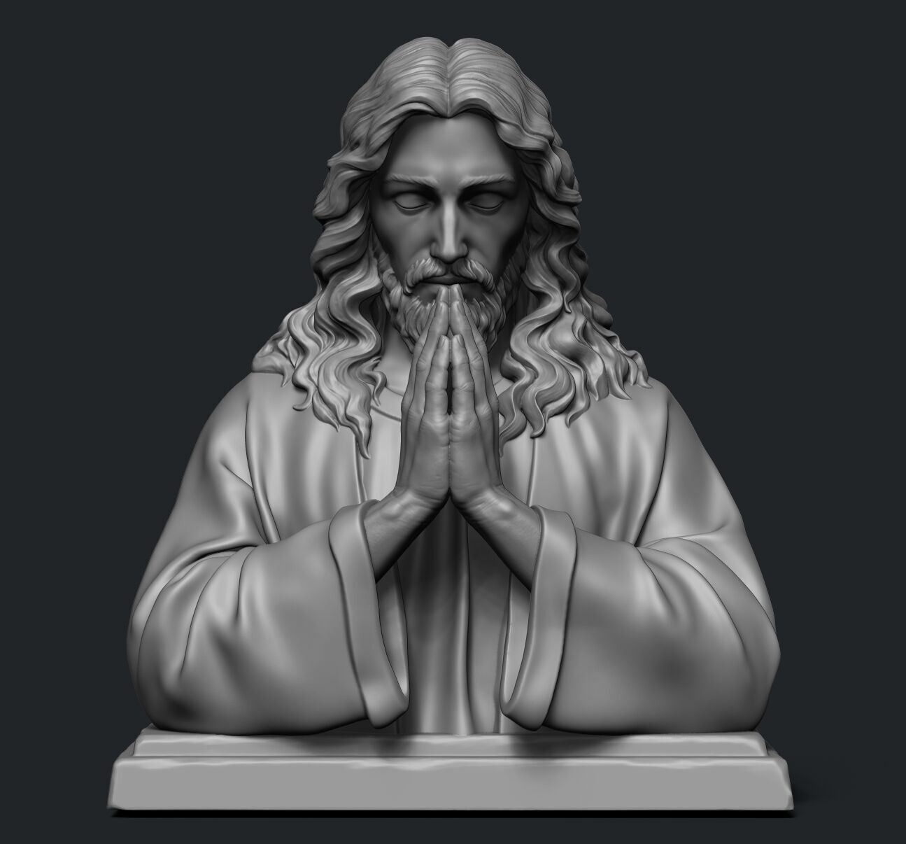 Jesus prayer bust  3D print model_31
