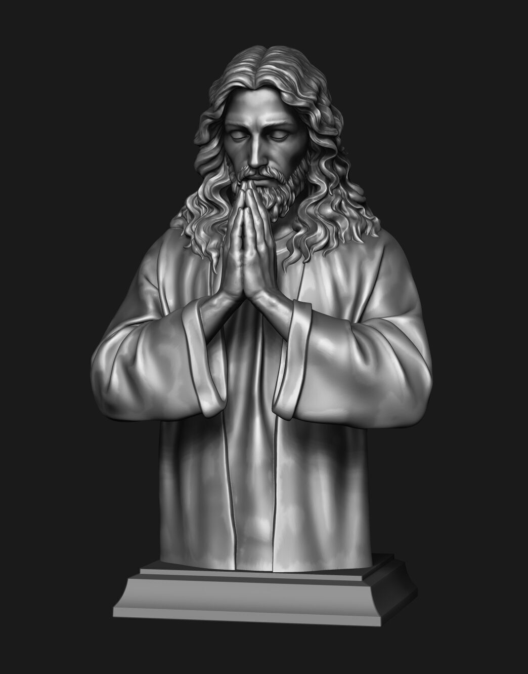 Jesus prayer bust  3D print model_12