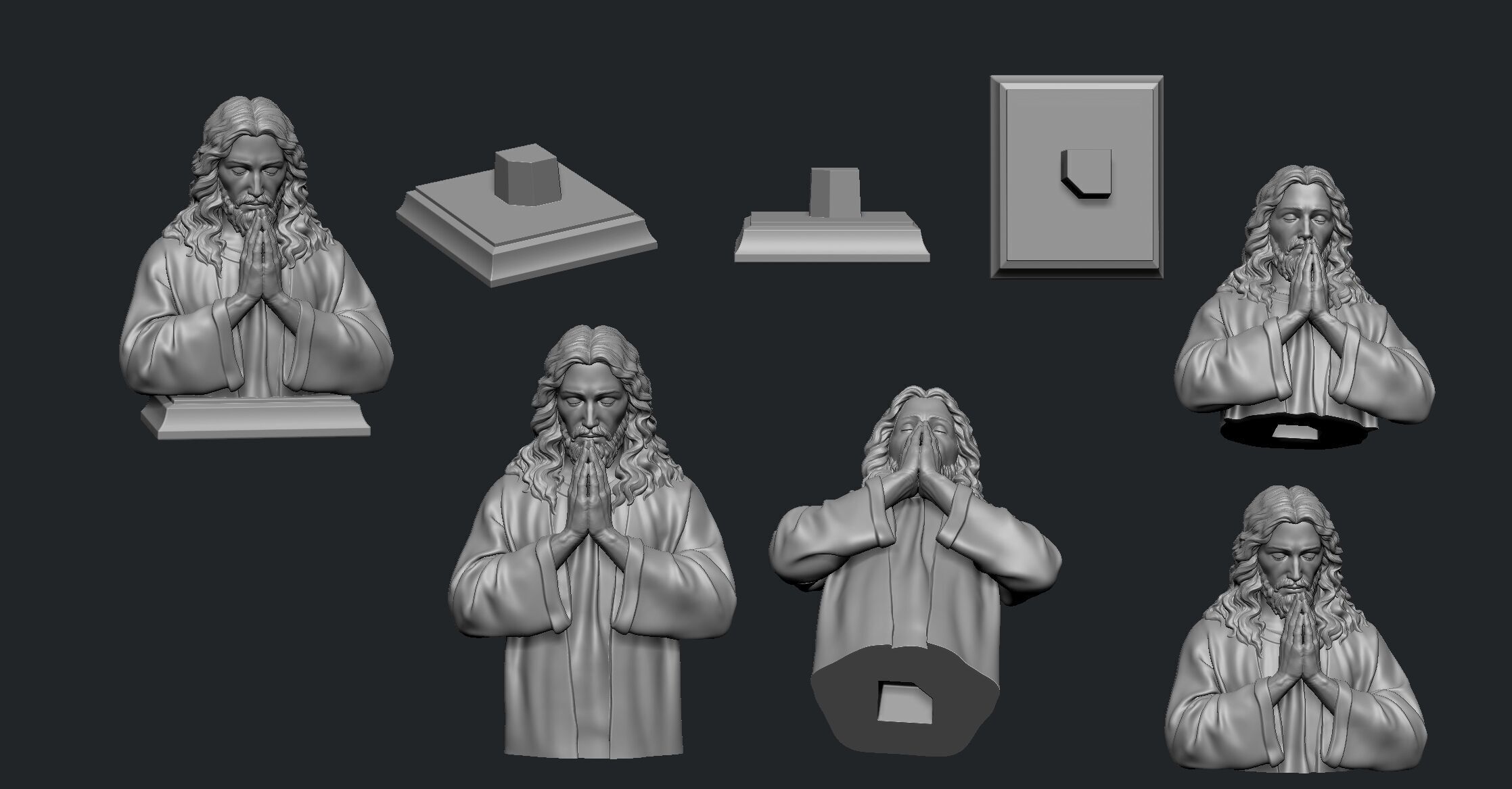 Jesus prayer bust  3D print model_5