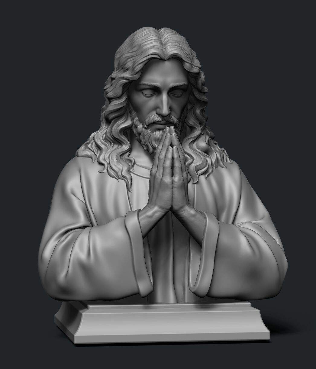 Jesus prayer bust  3D print model_29