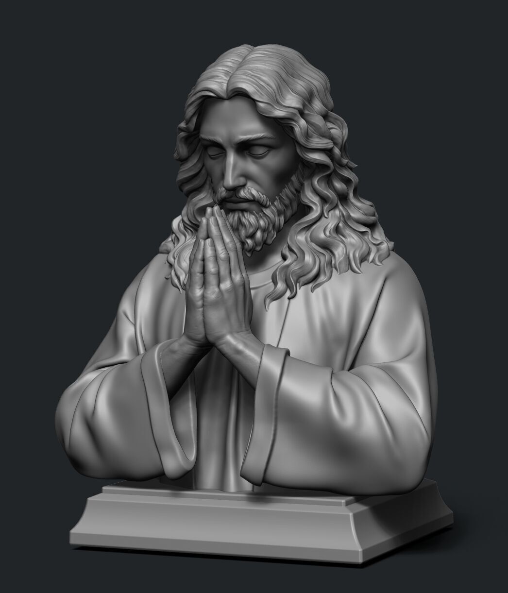 Jesus prayer bust  3D print model_17