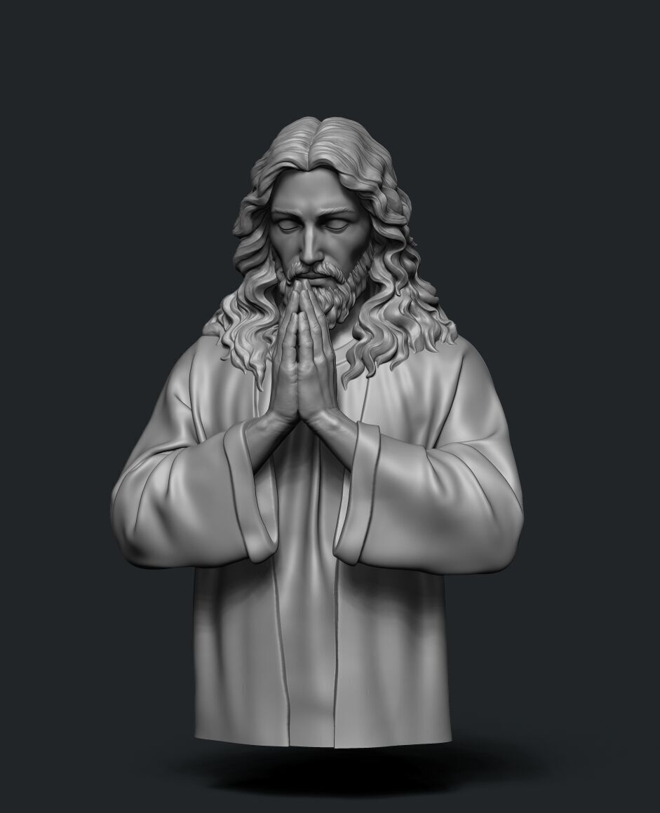 Jesus prayer bust  3D print model_16
