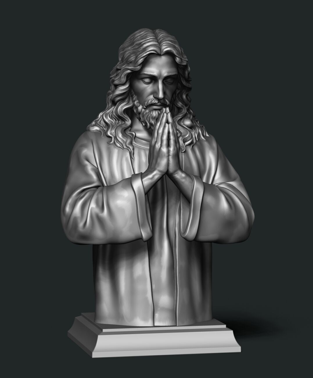 Jesus prayer bust  3D print model_8