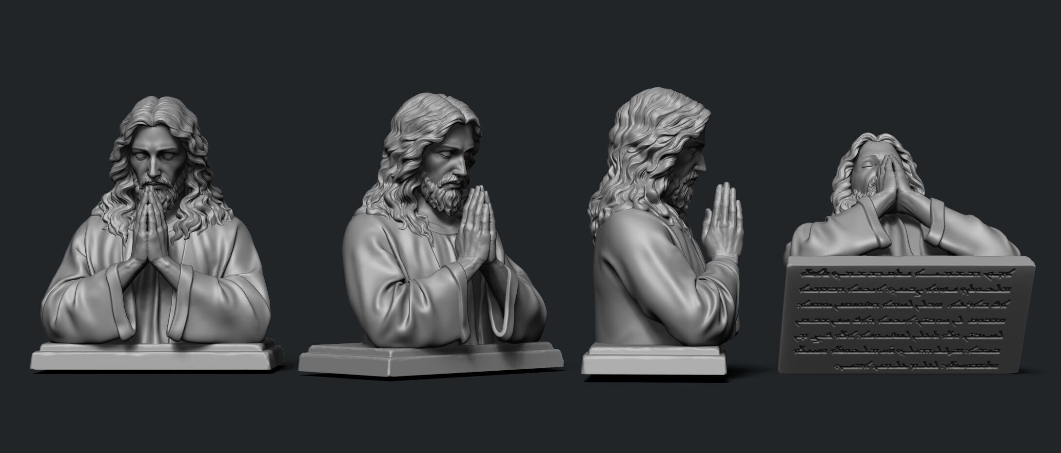 Jesus prayer bust  3D print model_2