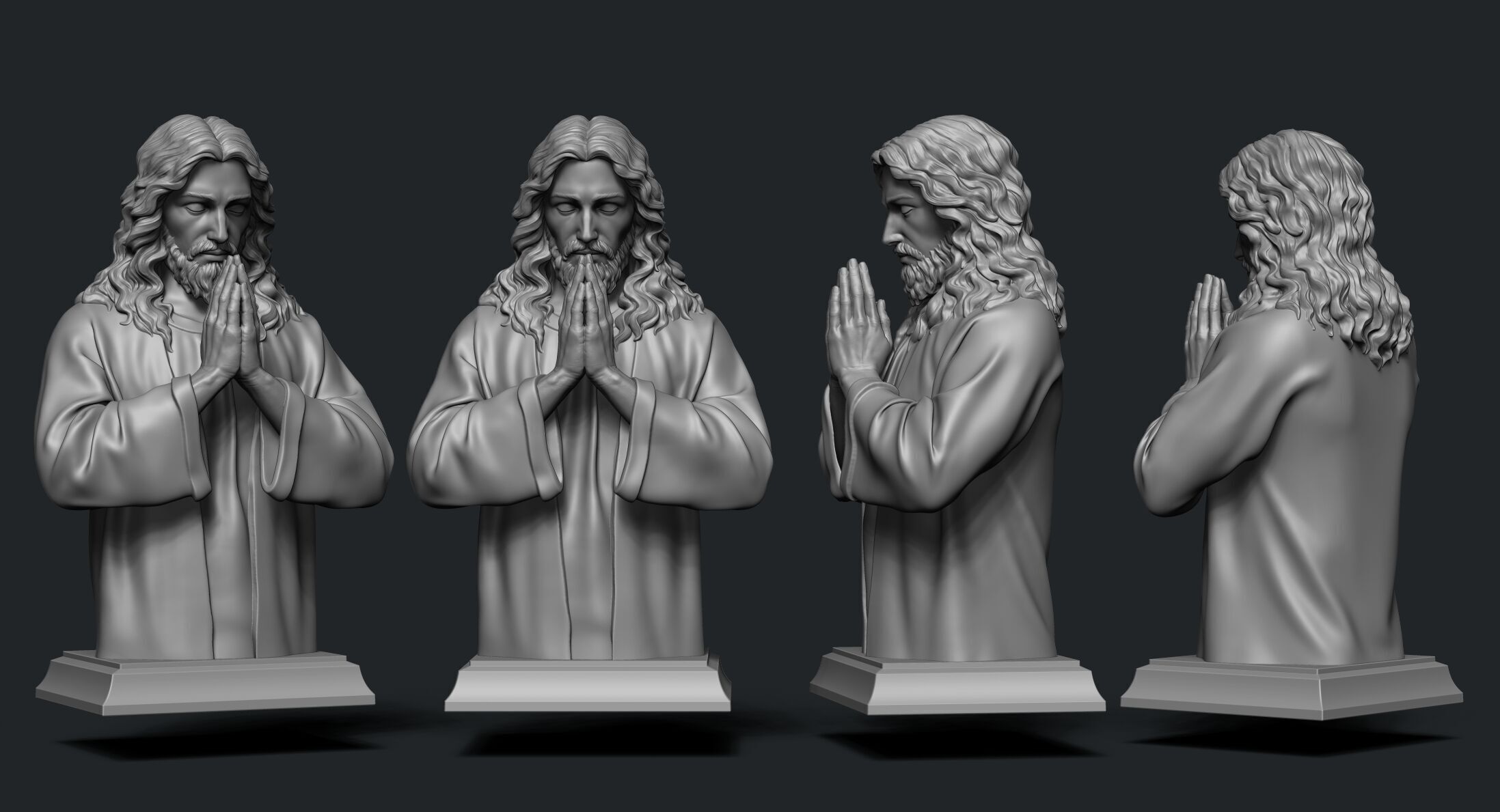 Jesus prayer bust  3D print model_3