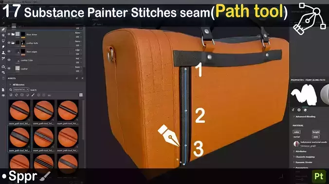 Path Tool Stitch  Create Realistic Stitch Lines for Fabric 3D model