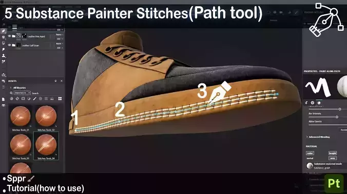 Path Tool Stitch Create Realistic Stitch Lines for Fabric 7 3D model