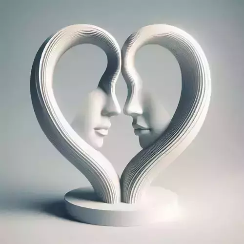 Heart-Shaped Faces Sculpture  Minimalist Love Art