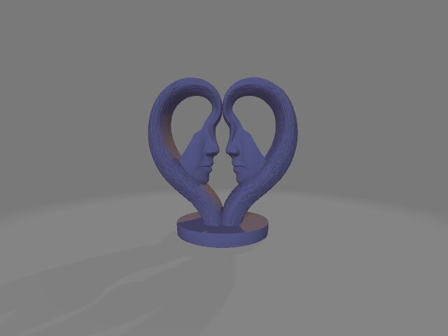 Heart-Shaped Faces Sculpture Minimalist Love Art 3D print model_1