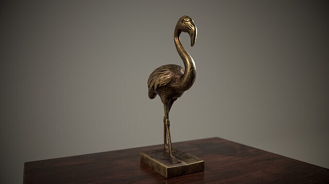 Bronze Flamingo Statuette - PBR Low-poly 3D model