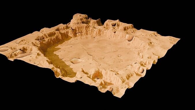 Landscape crater Mars  Low-poly 3D model