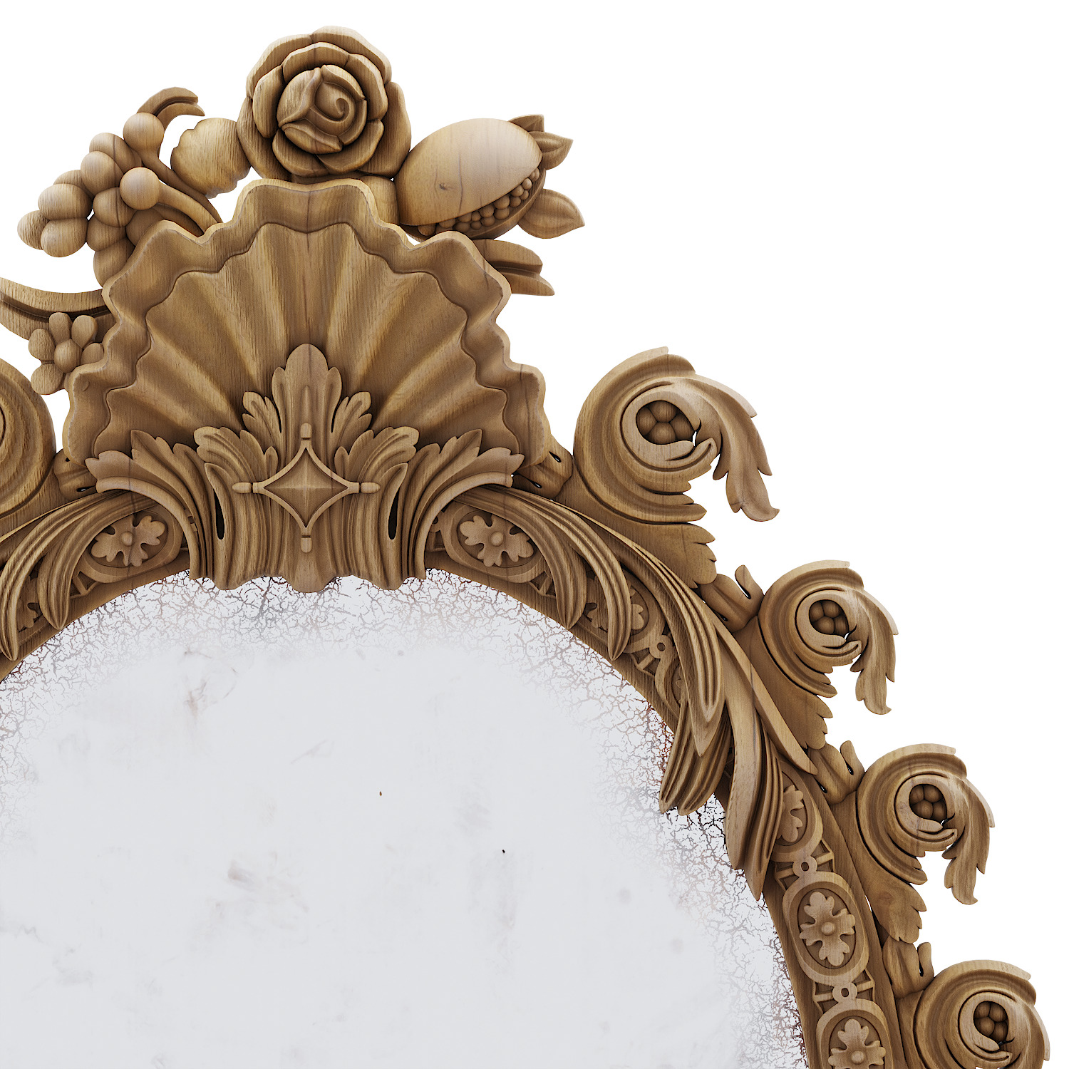 A Queen Anne Stone White Painted Carved Mirror 3D model_3