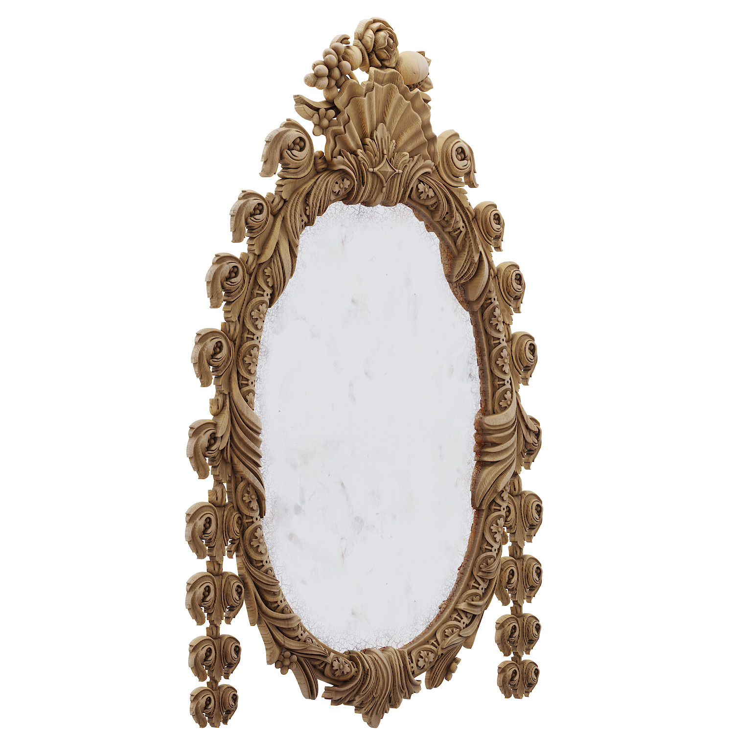 A Queen Anne Stone White Painted Carved Mirror 3D model_1