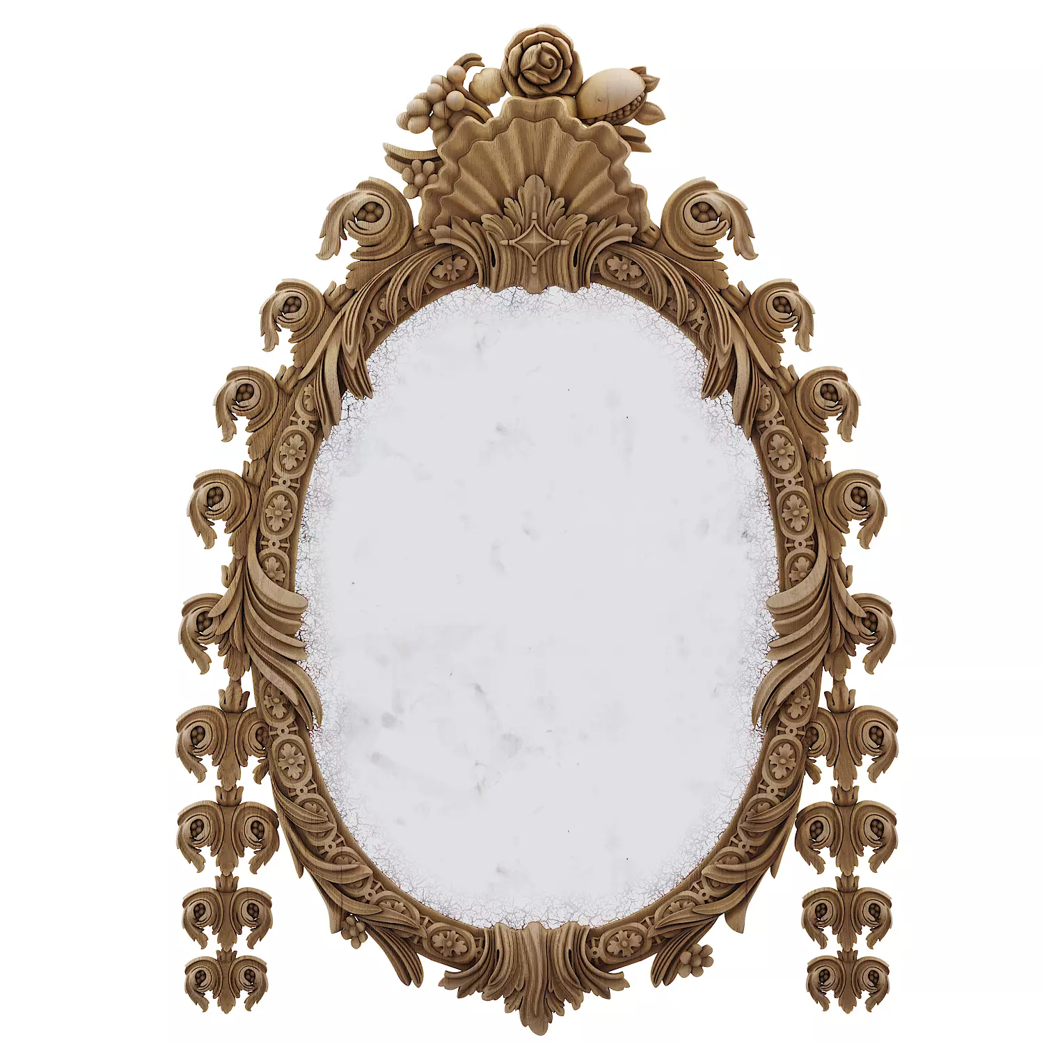 A Queen Anne Stone White Painted Carved Mirror 3D model_0
