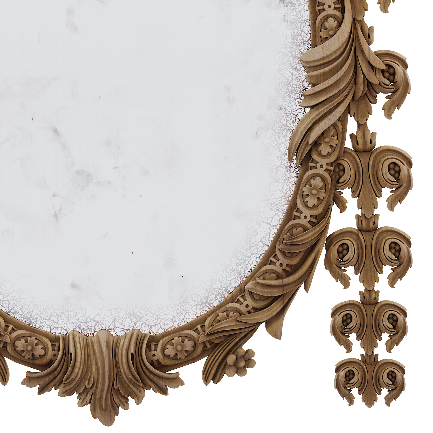 A Queen Anne Stone White Painted Carved Mirror 3D model_4