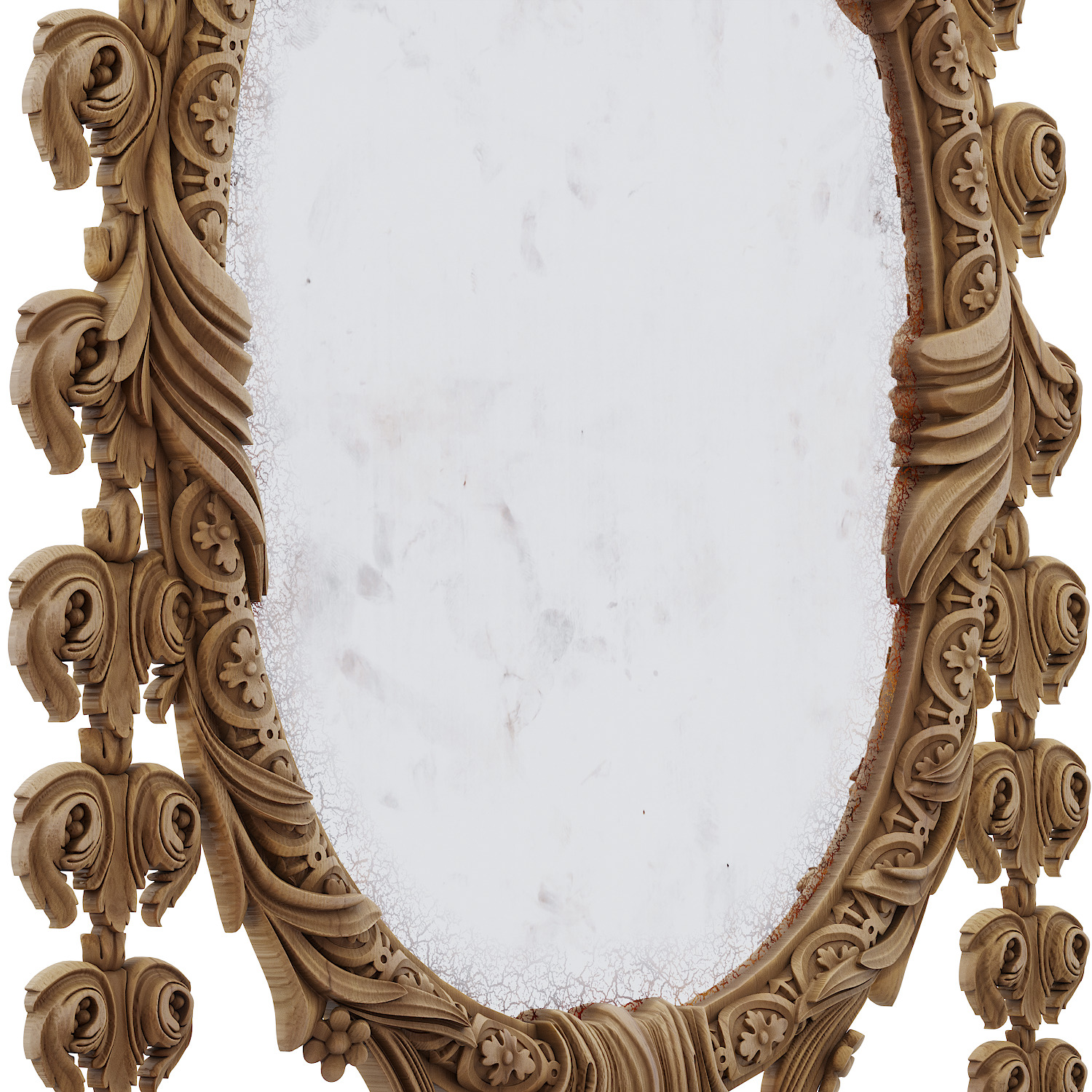 A Queen Anne Stone White Painted Carved Mirror 3D model_5