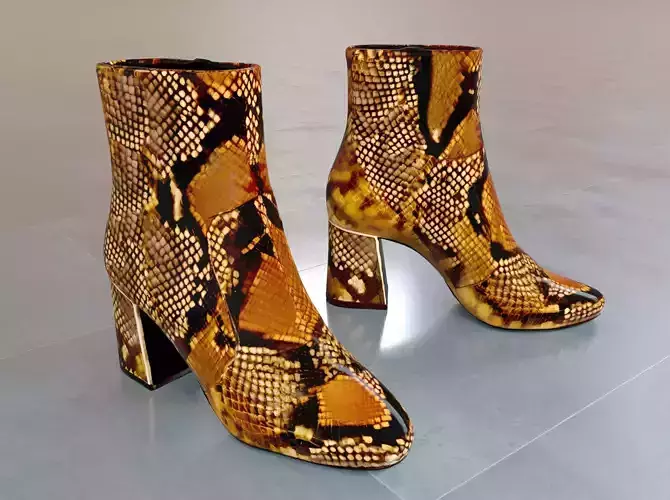 Luxury Snake Print Ankle Boots  Low-poly 3D model