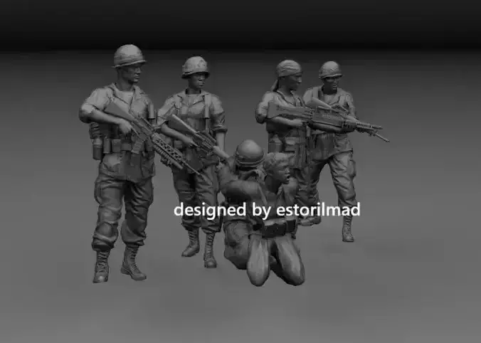AMERICAN SOLDIERS VIETNAM CAPTURING VIETCONG 3D print model