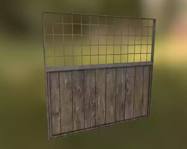 Wooden fence Low-poly 3D model