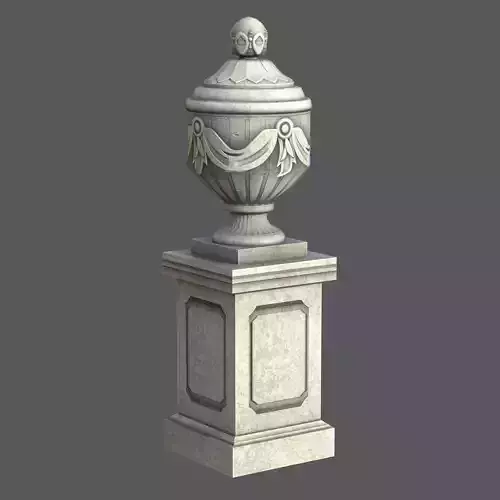 Ornate Classical Urn with Pedestal Low-poly 3D model