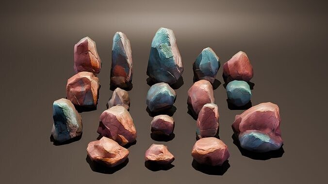 Stylized rock pack v1-Ai generated Low-poly 3D model