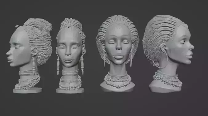 GIMBYA - High-Detail African Woman Bust 3D Model for Printing 
