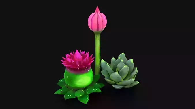 Stylized Alien Plants Fantacy Flowers