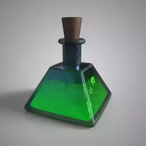 Fantasy Poison Potion Bottle Green Game Asset PBR Textured
