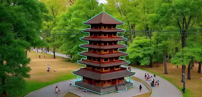 Ancient Asian Pagoda - Stylized 3D Model Low-poly 3D model