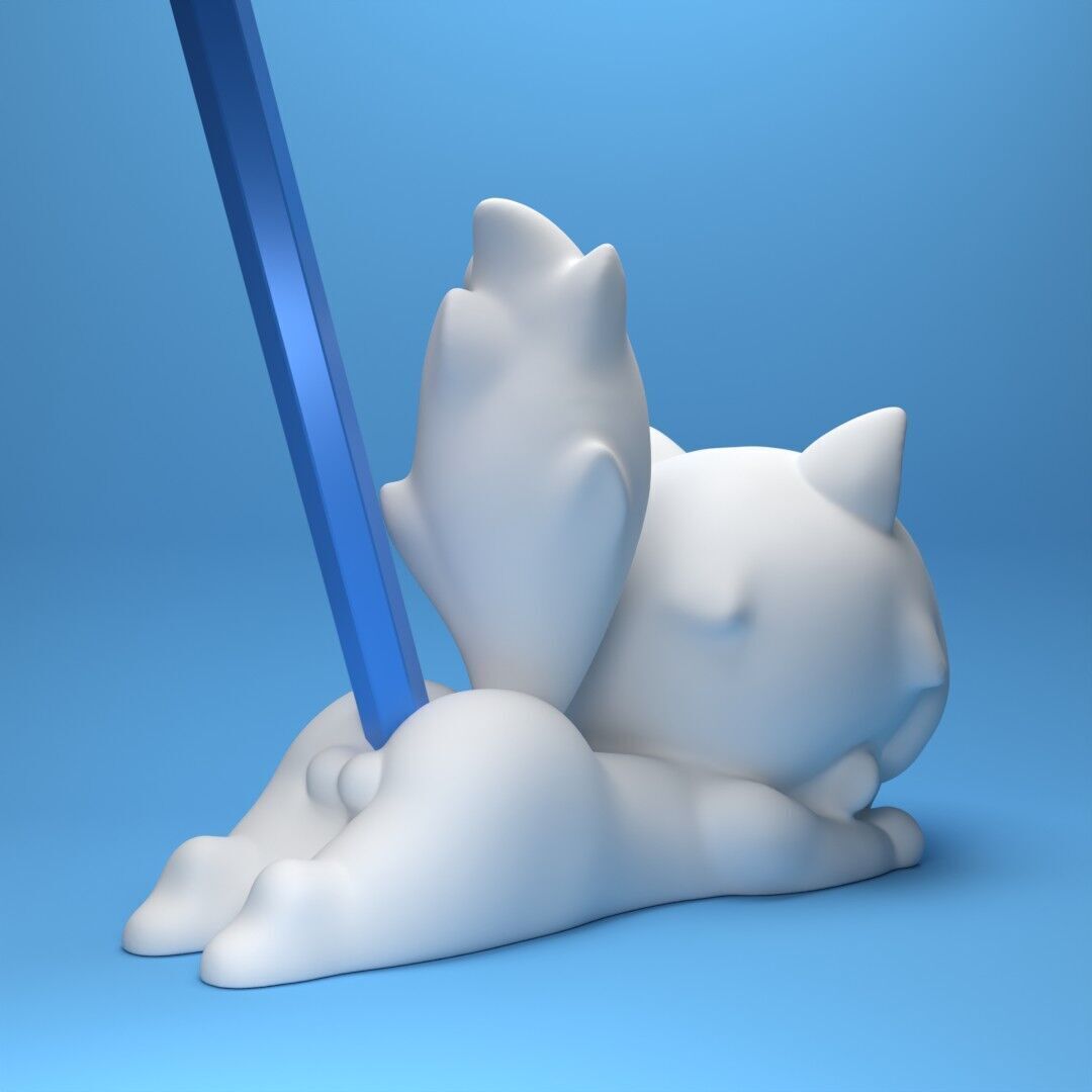 Chibi Catboy Pen Holder 3D print model_1